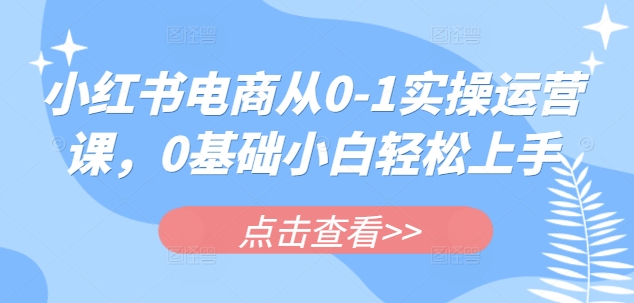 小红书电商从0-1实操运营课，0基础小白轻松上手-黑鲨创业网