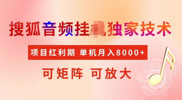 首发搜狐音频挂JI，项目红利期，可矩阵可放大，稳定月入5k【揭秘】-黑鲨创业网