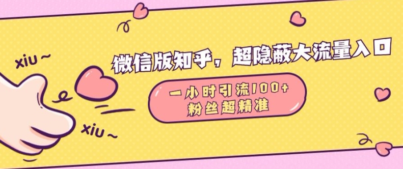 微信版知乎，超隐蔽流量入口1小时引流100人，粉丝质量超高【揭秘】-黑鲨创业网