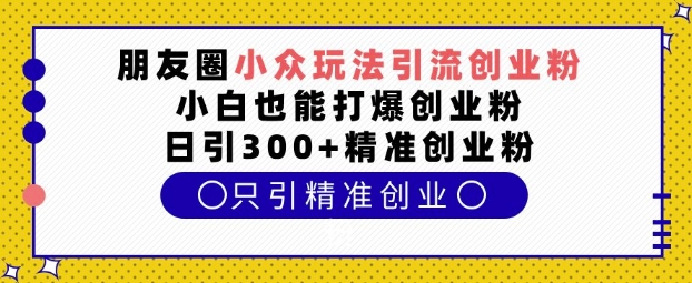 朋友圈小众玩法引流创业粉，小白也能打爆创业粉，日引300+精准创业粉【揭秘】-黑鲨创业网