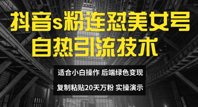 抖音s粉连怼美女号自热引流技术复制粘贴，20天万粉账号，无需实名制，矩阵操作【揭秘】-黑鲨创业网