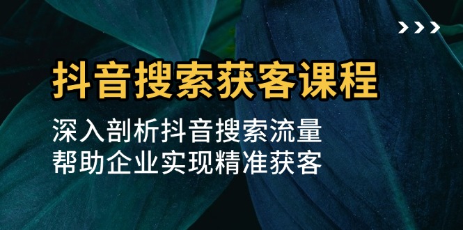 抖音搜索获客课程：深入剖析抖音搜索流量，帮助企业实现精准获客-黑鲨创业网