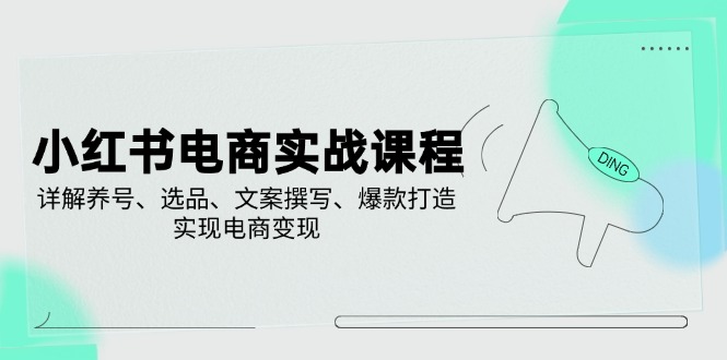 小红书电商实战课程，详解养号、选品、文案撰写、爆款打造，实现电商变现-黑鲨创业网