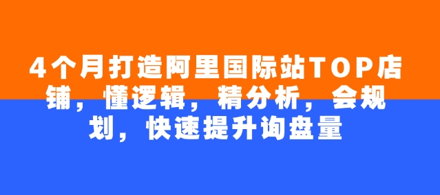 4个月打造阿里国际站TOP店铺，懂逻辑，精分析，会规划，快速提升询盘量-黑鲨创业网