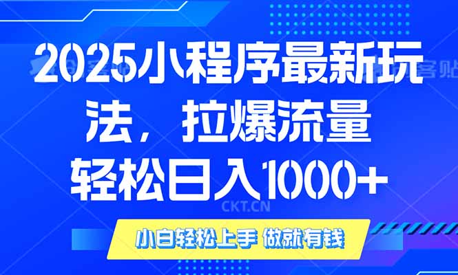 2025年小程序最新玩法，流量直接拉爆，单日稳定变现1000+-黑鲨创业网