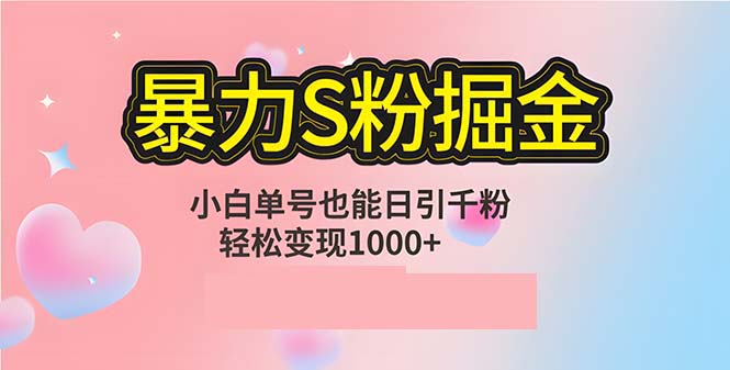 单人单机日引千粉，变现1000+，S粉流量掘金计划攻略-黑鲨创业网