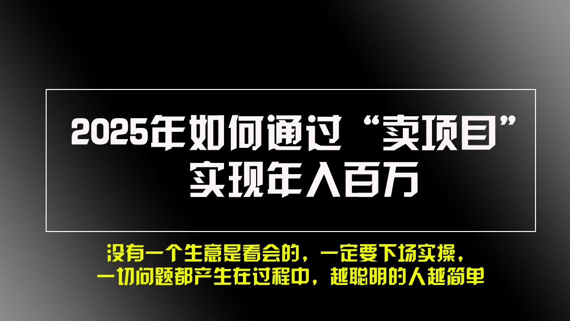 2025年如何通过“卖项目”实现年入百万-黑鲨创业网