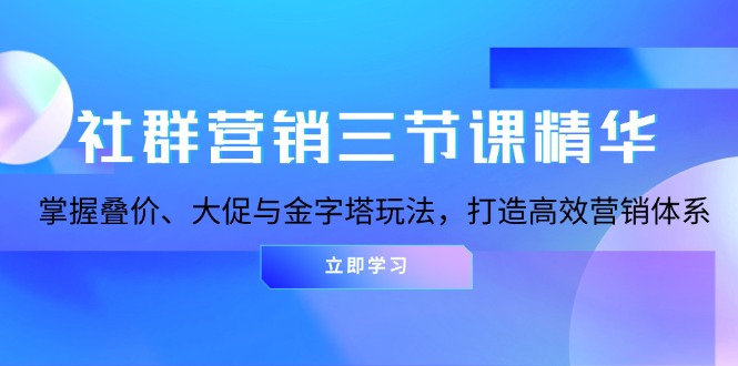 社群营销三节课精华：掌握叠价、大促与金字塔玩法，打造高效营销体系-黑鲨创业网