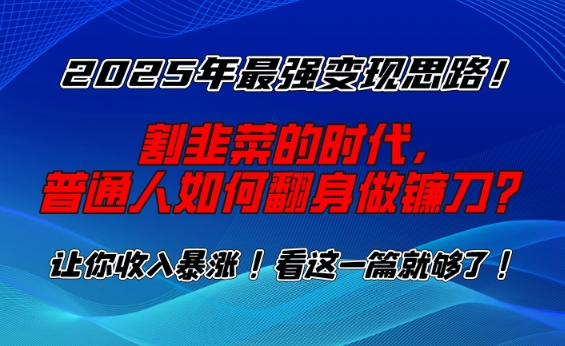 2025年最强变现思路，割韭菜的时代， 普通人如何翻身做镰刀？【揭秘】-黑鲨创业网